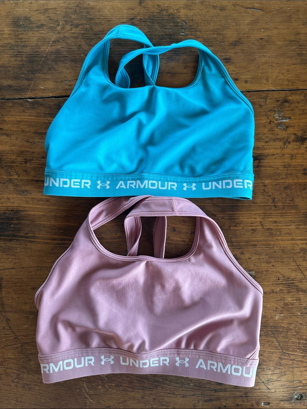 Under Armour Teal & Dusty Pink Racerback Sports Bras